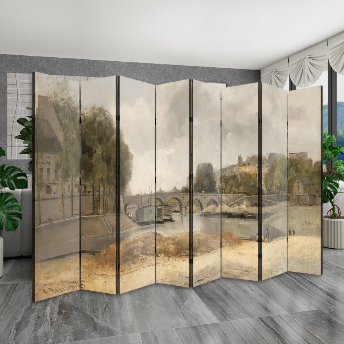 Paris Senna River 8 Panel Room Divider